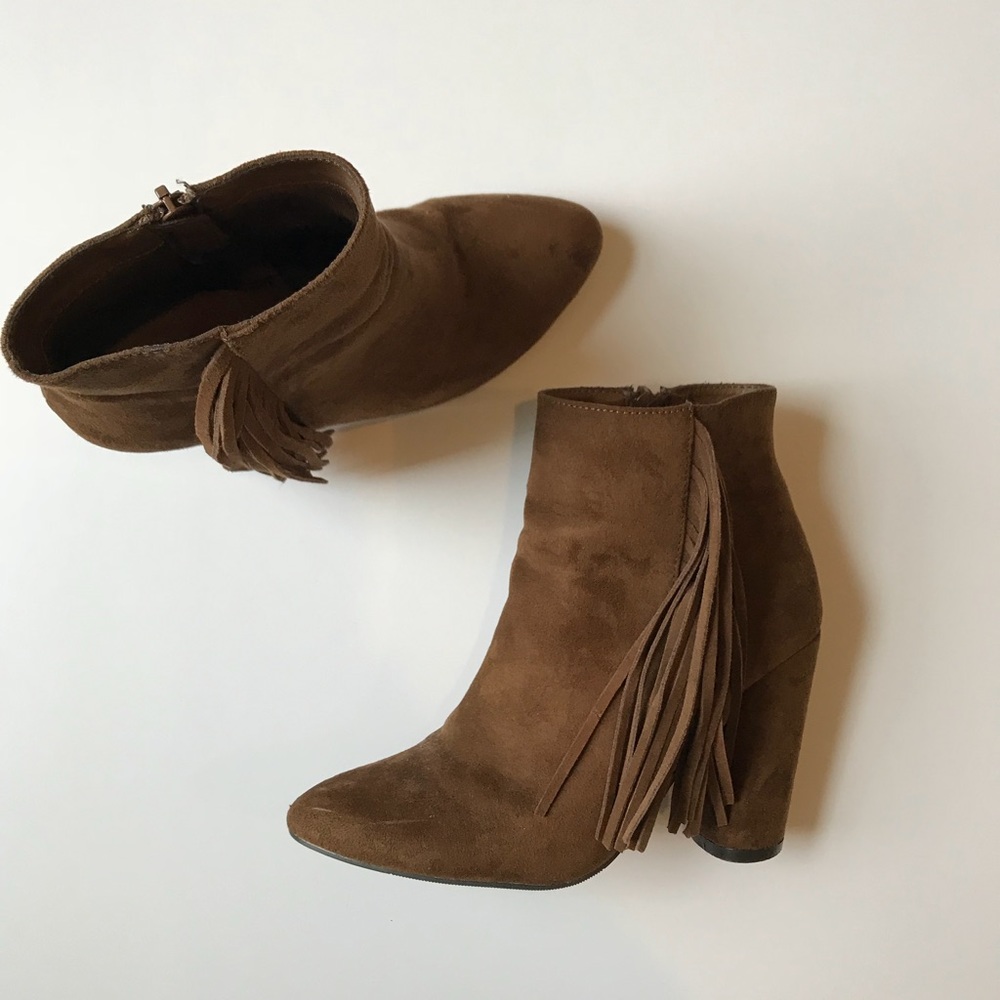 Brown Fringe Booties